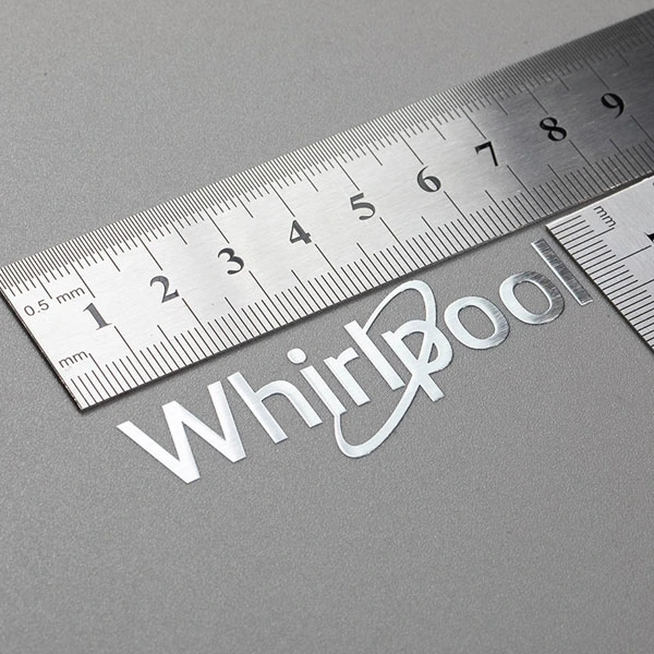 Custom Metal Transfer Sticker Nickel Metallic borstad Transfer Label Transfer Metal logotyp Sticker