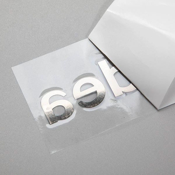Anpassad tunn elektroform guld Nickel 3D-logoöverföring metalliska bokstäver Etiketter UV kosmetiska metalldekaler Kromdekallim