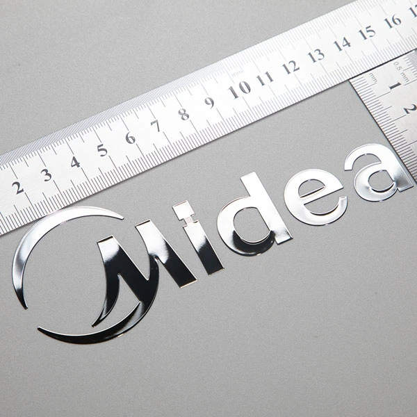 Anpassad tunn elektroform guld Nickel 3D-logoöverföring metalliska bokstäver Etiketter UV kosmetiska metalldekaler Kromdekallim